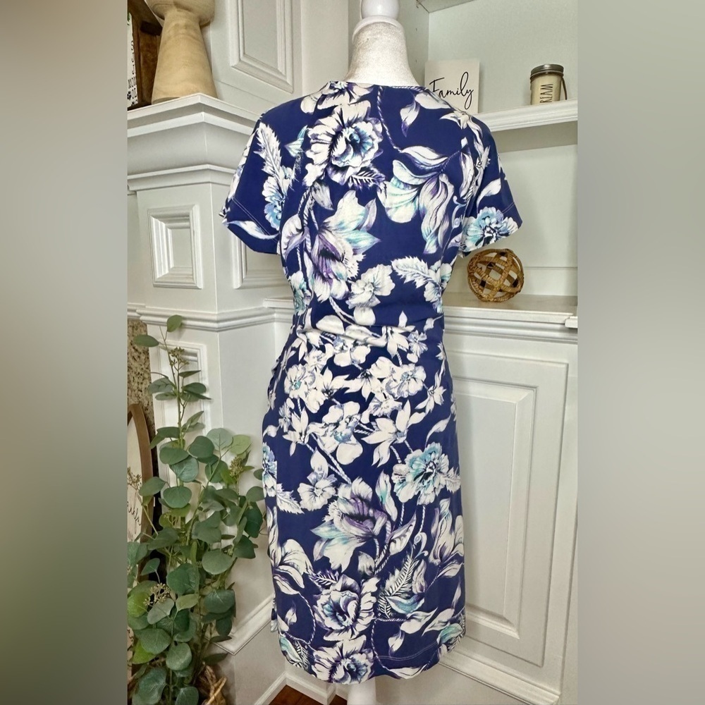 Soft Surroundings Shapley Anywhere Floral Faux Wrap Short Sleeve Dress - Picture 4 of 9